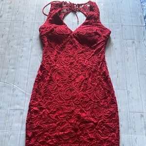 Bisou Bisou Dress in Rich Red Lace